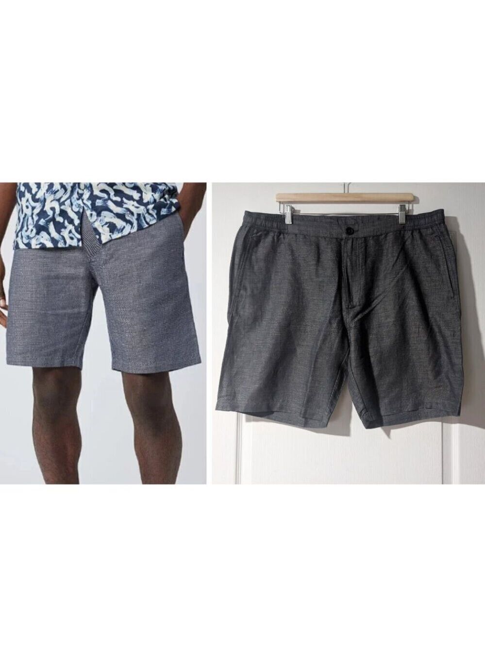 Good Man Brand | Tulum Linen/Cotton Shorts in Indigo Heather